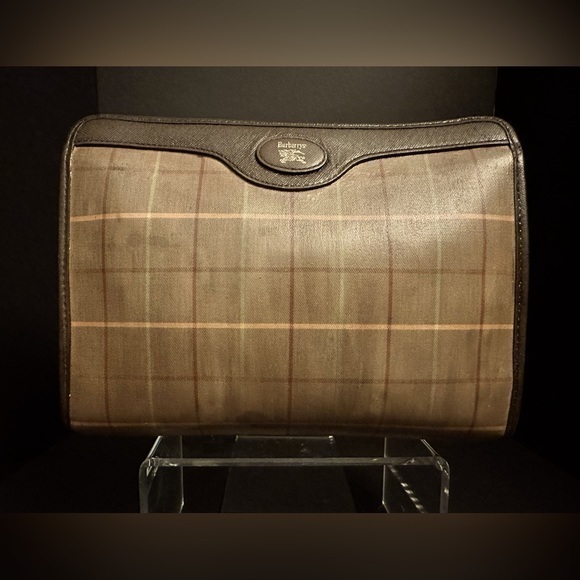 Burberry Vintage Brown Plaid Canvas Authentic Clutch 🤎 - Picture 1 of 10